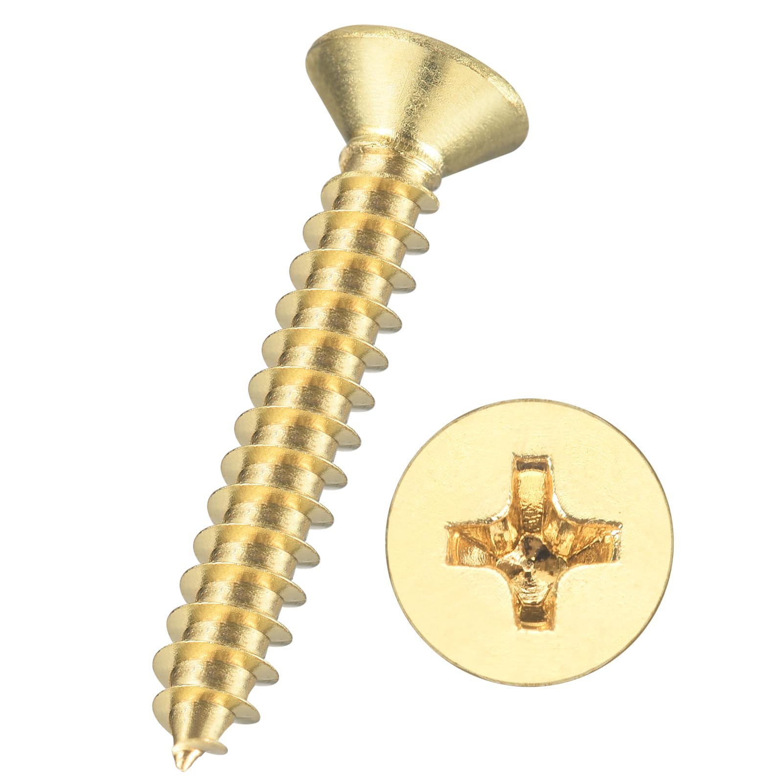 Kozelo 500pcs Phillips Flat Head Wood Screws - [#4x3/4"] Carbon Steel Countersunk Self Tapping Screws for Furniture Assembly, Interior Trim, Outdoor Construction, Brass — image 1