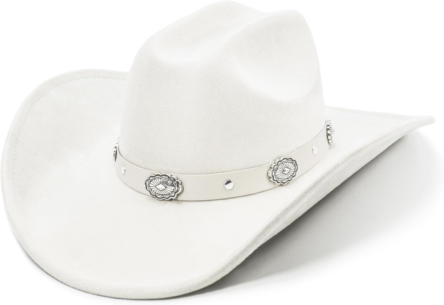 Cowboy Hat for Women and Men with Shapeable Wide Brim - Felt Cattleman Western Hats for Cowboys and Cowgirls Large-X-Large Ivory White
