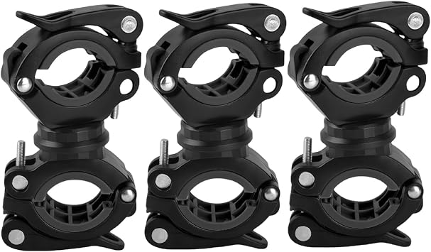 [3 Pack Bike Flashlight Holder, Mount Bicycle Bracket Flashlight Holder Mounting Torch Clip 360 Degree Rotation