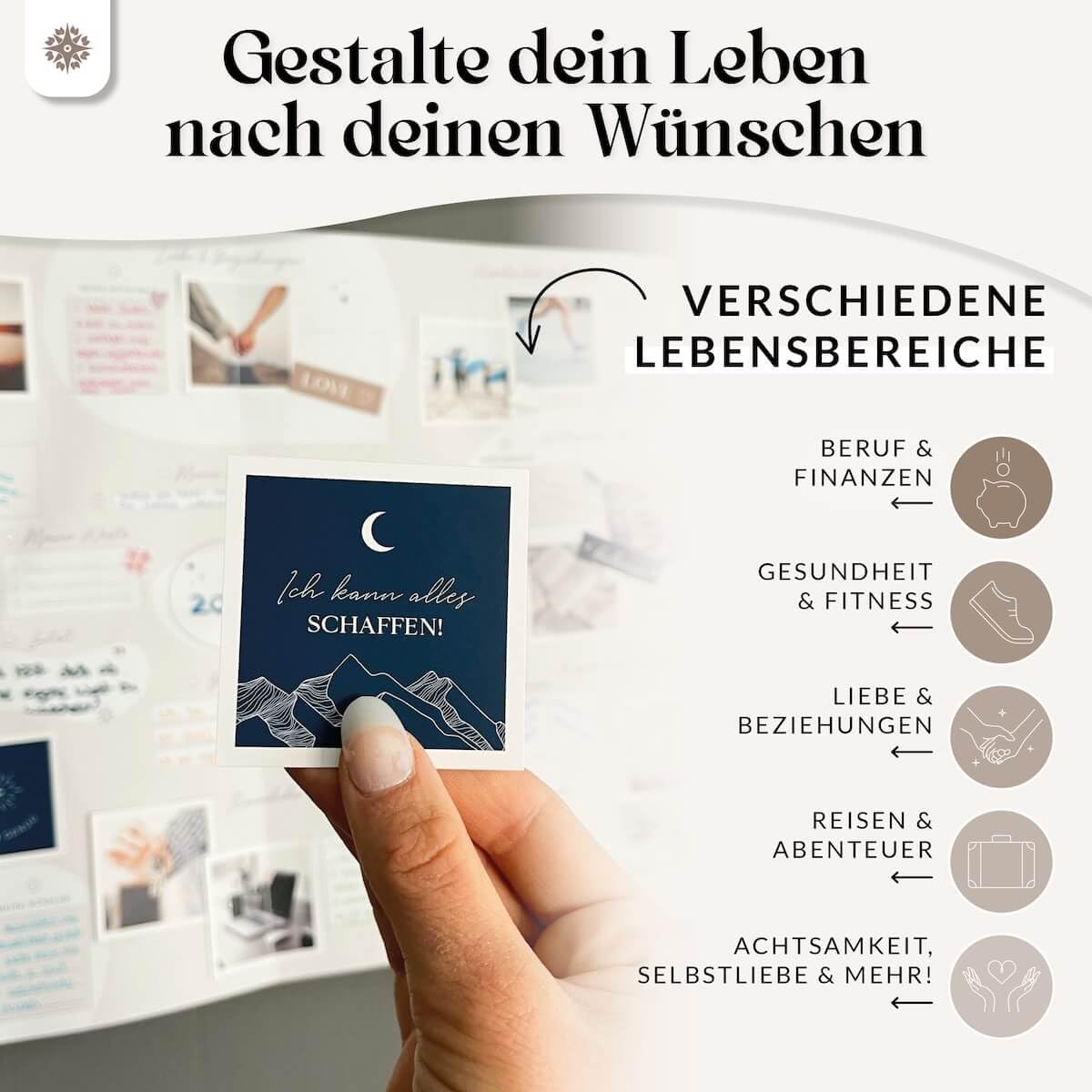 Vision Board Set 2026 DAS ORIGINAL Liebes Zukunfts-Ich von Lebenskompass® Bastel Dein eigenes Visionboard visualisiere das Leben deiner Träume Geschenke für Frauen & Männer