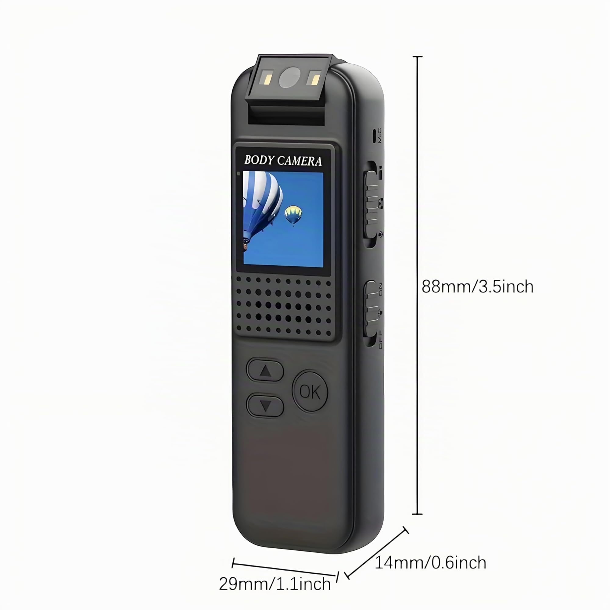 Mini fotocamera portatile da 1080P, con clip magnetica, obiettivo girevole a 180°, 128 GB fino a 7 ore, registrazione e luce LED per riunioni e bici all'aperto