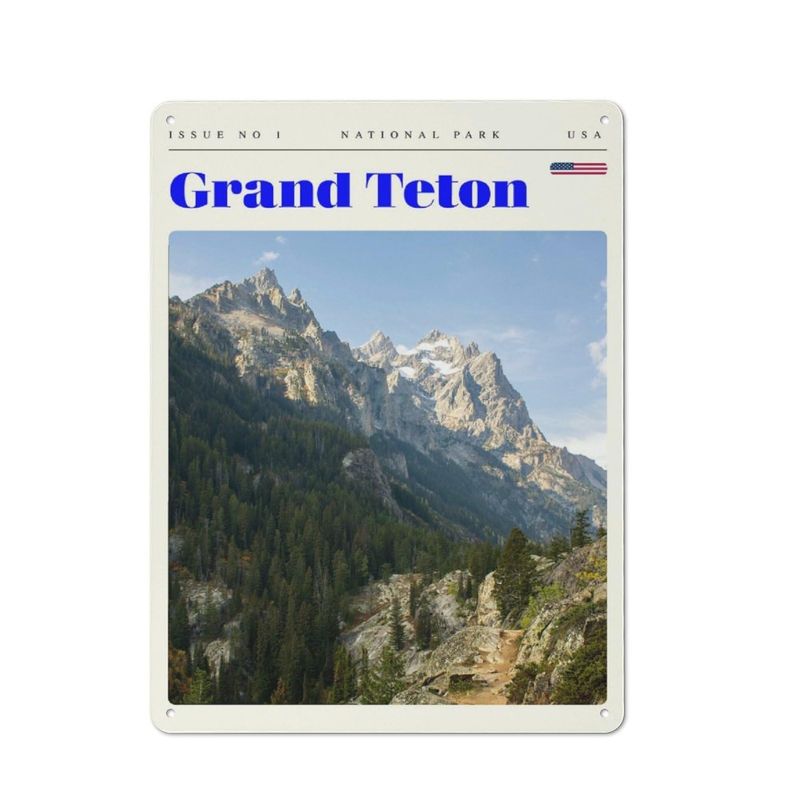 Classic Grand Teton National Park Travel Art Metal Wall Plaque 40x30cm, Nostalgic Wall Art for Living Room, Hallway, Kitchen Or Cafe