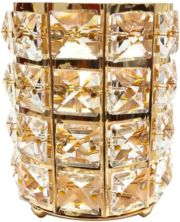 Metal Makeup Brush Storage Tube Eyebrow Pencil Makeup Organizer Bead Crystal Jewelry Storage Box(Gray)