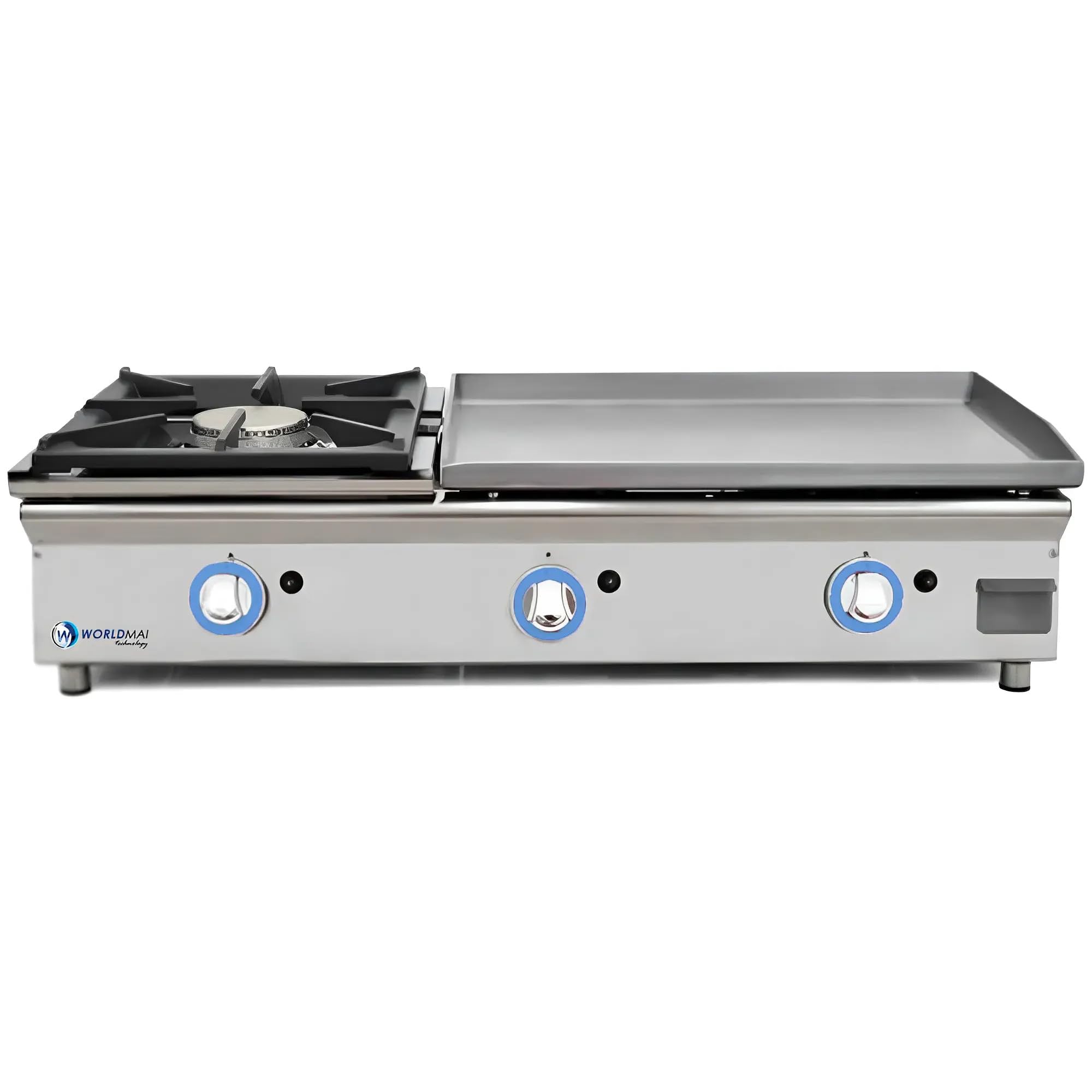 MBH – Piastra professionale a gas LUX WORLDMAI da 60 cm in acciaio laminato con fornello per la ristorazione. Fry top con struttura in acciaio inox per cucina professionale di bar e ristorante.