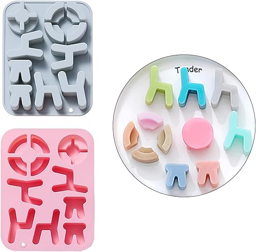 Miniatura 3 de Juego de 3 moldes de chocolate con forma de muebles para hornear, moldes de fondant, moldes para pasteles, material de silicona, regalo para amantes