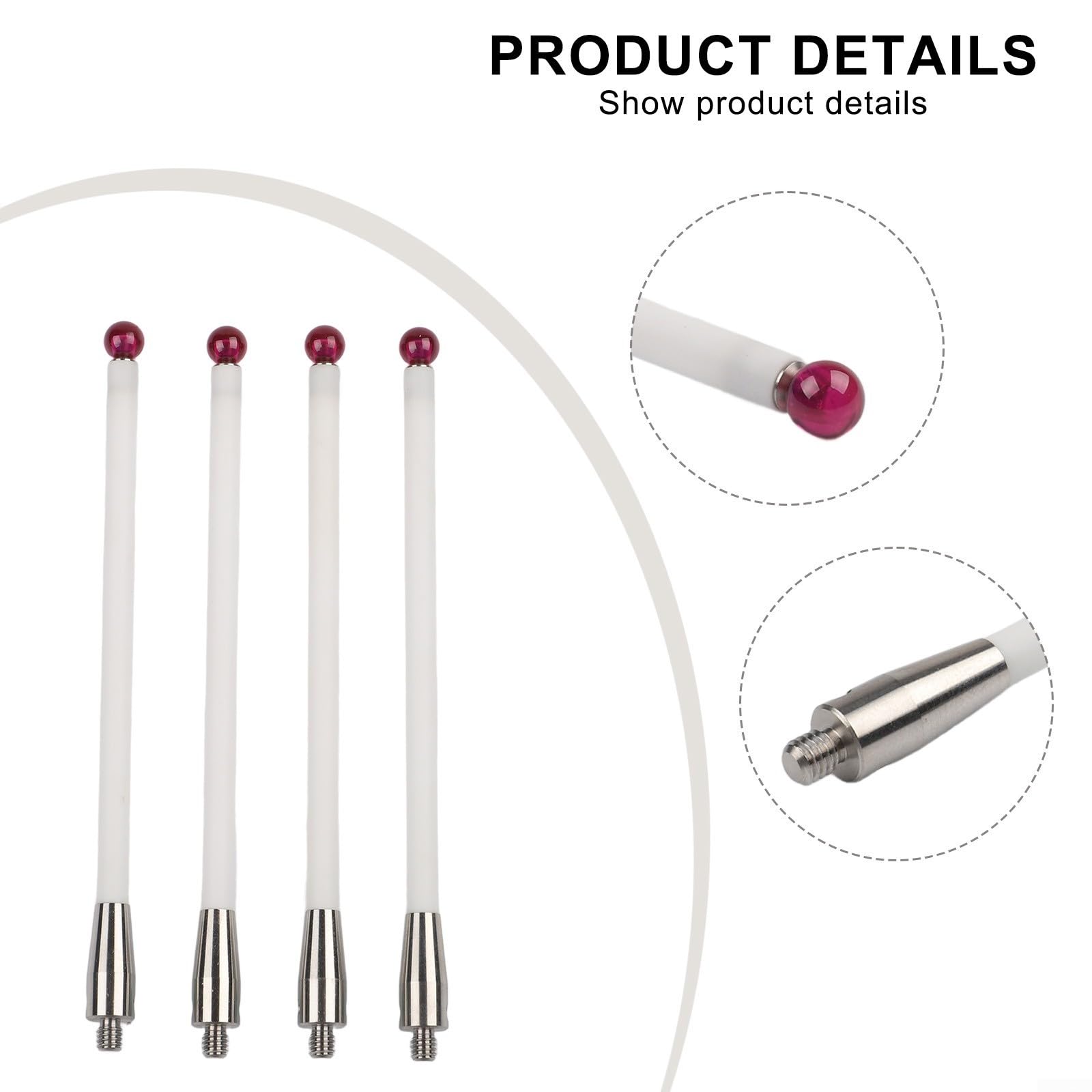 Ball Probe Stylus A-5000-3712 - Punta de cerámica de 6 mm, punta de 100 mm de longitud para tareas de inspección de agujeros profundos