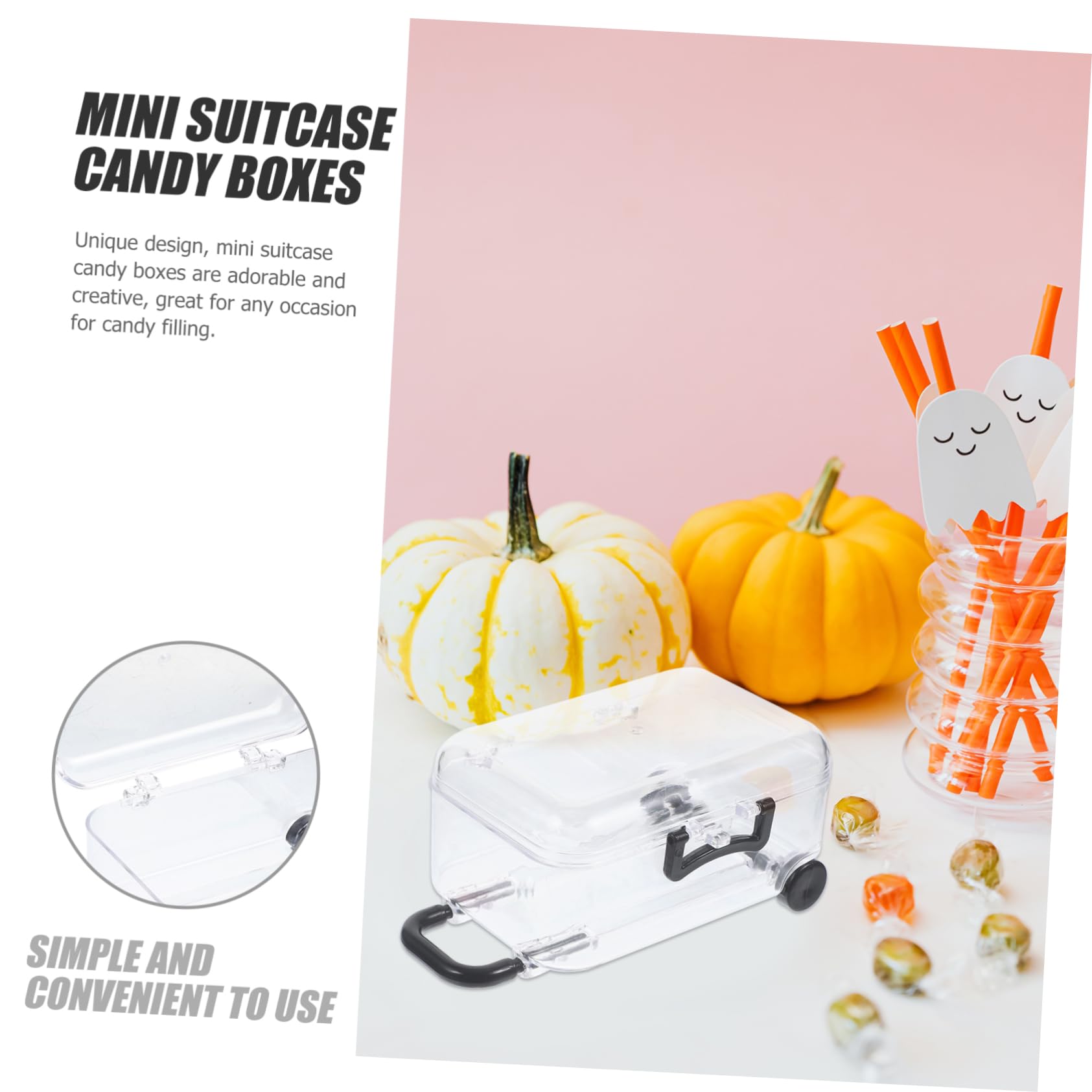 Scatole per Confetti Matrimonio in Mini Valigia Stile Trolley Nero in Ps Riutilizzabili 12 Pezzi per Decorazioni Feste e Nozze