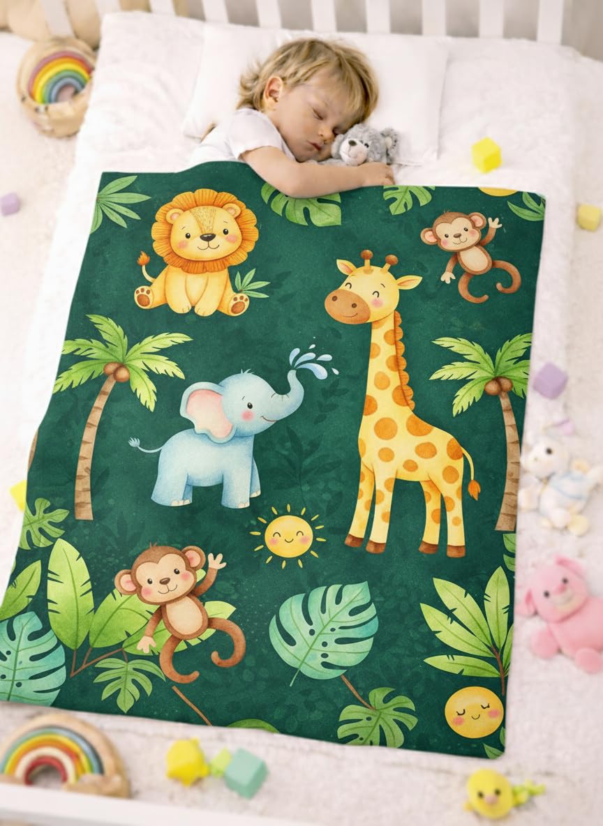 FRIDO Baby Blanket, ABC Animal Print, Cotton, Soft and Skin Friendly, All Season, Multicolor, 85 x 110 CM, 0-4 Years (Dark Green)-image-41