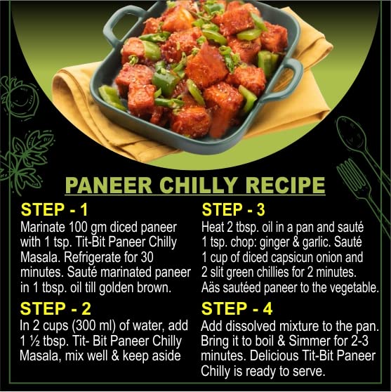 Image of Tit-Bit - Paneer Masala | Paneer Chilli Masala | Paneer Chilli Masala Powder | Paneer Chilli Masala Mix | Paneer Chilli Dry - Pack of 5 (250 grams)