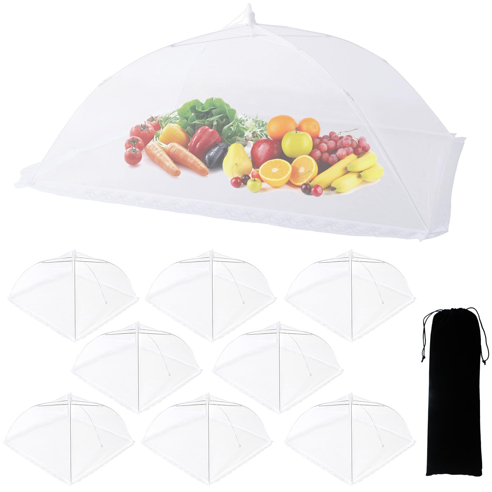 Tentes alimentaires pour l'extérieur en maille : 9 cloches de table dont 1 bâche extra large xl