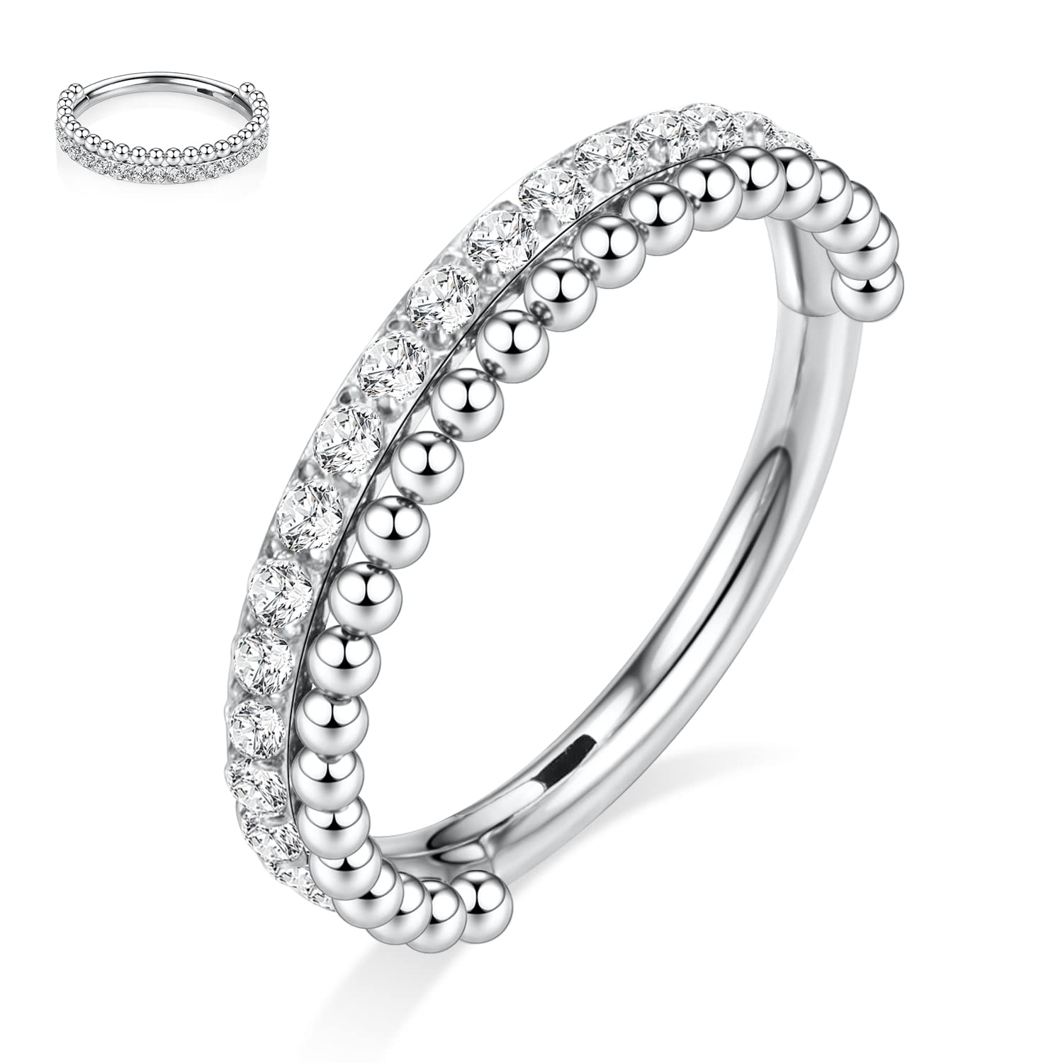 hengkaixuan Triple Double Nose Hoop Ring Sleeper Hoop Earring Helix Rook Conch Cartilage Daith Tragus Earrings Septum Ring Lobe Nose Piercing Jewellery for Women — view 14
