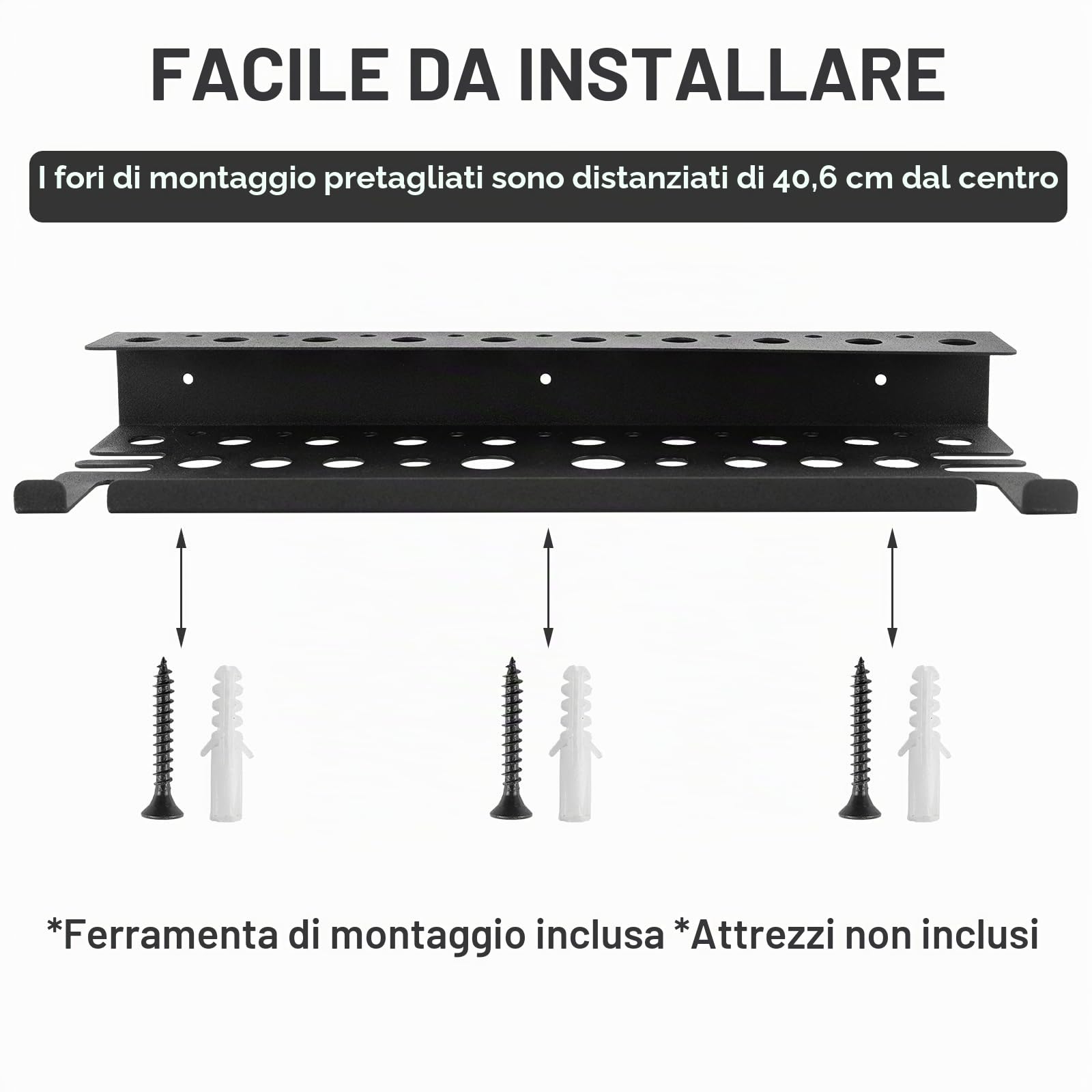 Supporto da parete per cacciavite,Portacacciavite da parete - supporto lavoro Porta Cacciaviti, Portautensili per Cacciaviti, Pinze Forbici, Chiavi Inglesi (Nero)