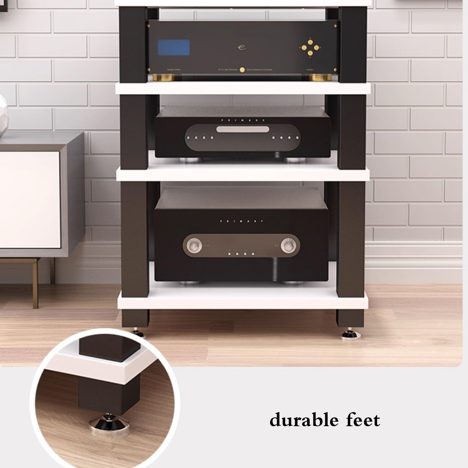 Rack Audio Da Studio Professionale A 1/2/3/4 Ripiani Supporto Per Apparecchiature Audiovisive Robusto Mobiletto Per Amplificatori, Per Ricevitori AV Hi-Fi Apparecchiature(Black,60*48*37.5cm(2Tier))