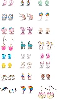 Melbees by Yellow Chimes Stud Earrings for Girls Set of 24 Pairs of Appealing Cute Little Combo Studs Earrings for Kids an...