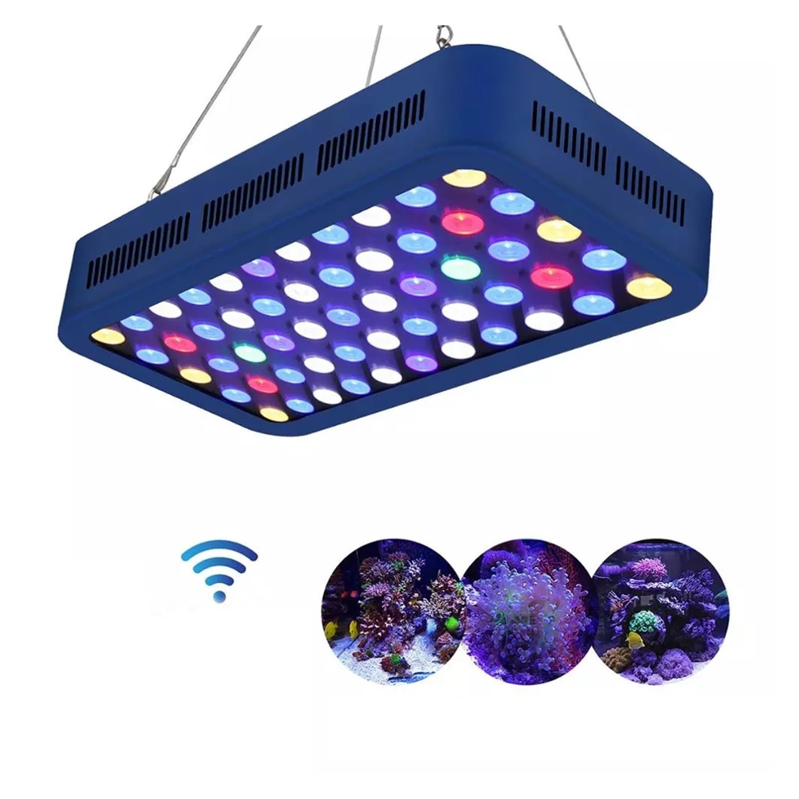 oświetlenie akwarium Sterowanie 165w Ściemnialne oświetlenie LED do akwarium Oświetlenie morskie z trzema kanałami Pięć trybów do koralowego akwarium do akwarium roślinnego(Blauw)