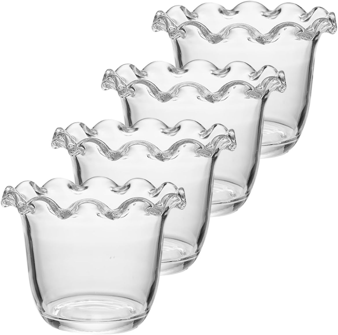 Cabilock 4pcs Flower Edge Glass Salad Bowls Small Glass Bowls for Home Serving Decorative Tableware for Entertaining