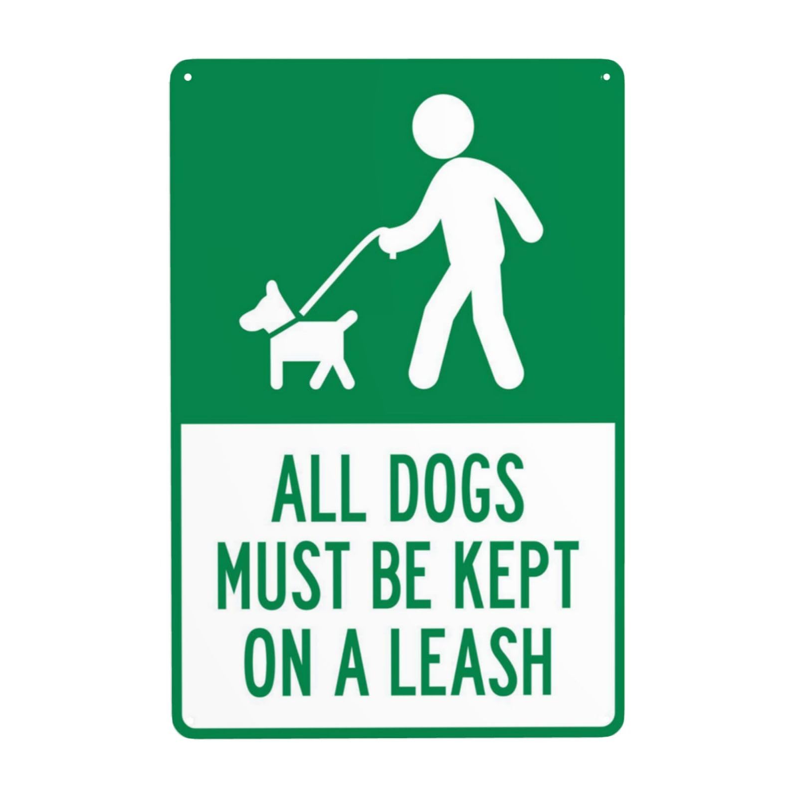 All Dogs Must Be Kept On Leash Vintage Metal Leash Warning Sign 12x8 Inch