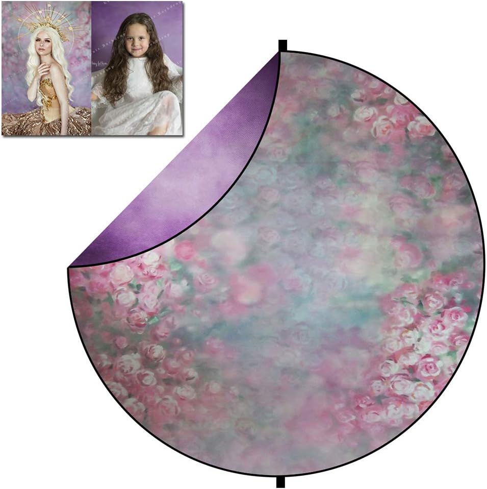 Kate 5x5ft/1.5x1.5m Collapsible Backdrop Texture Portrait Background Flower Wall Backdrop Double-Sided Backgrounds Purple Backdrop Twist Flex Collapsable Photography Background