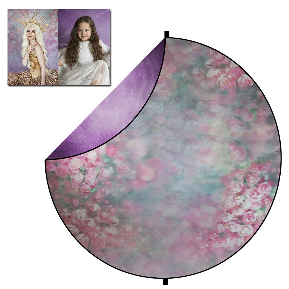Kate 5x5ft/1.5x1.5m Collapsible Backdrop Texture Portrait Background Flower Wall Backdrop Double-Sided Backgrounds Purple Backdrop Twist Flex Collapsable Photography Background