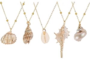 Seashell and Conch Necklace Quintet: A Coastal Chic
