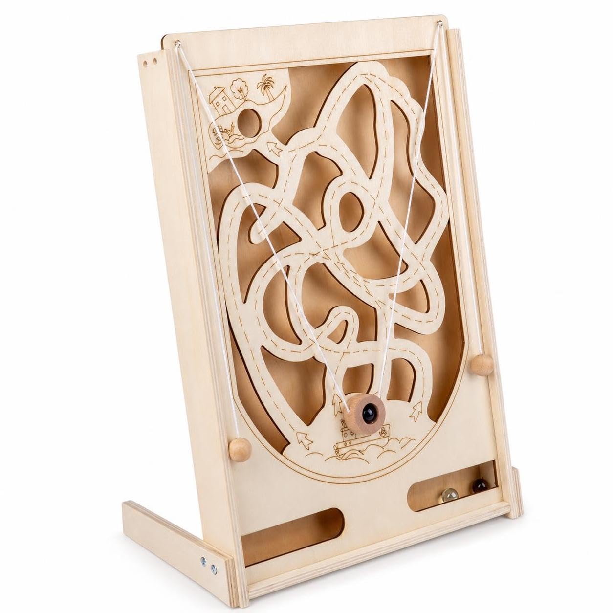 Gioco Biglie Interattivo Tavola per Abilità Fini Tracciato con Ostacoli Legno Resistente E Sicuro Favorisce Strategia E Pazienza Adatto a Bambini 3+ Regali Didattici Domestica, style to 2