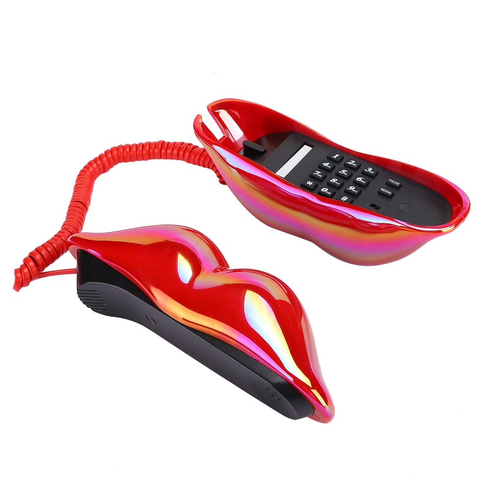 Telefono fisso di casa creativo, telefono con filo labbra rosse brillanti Stile europeo Forma di labbra rosse alla moda Telefono fisso da tavolo per casa Hotel Ufficio Negozio