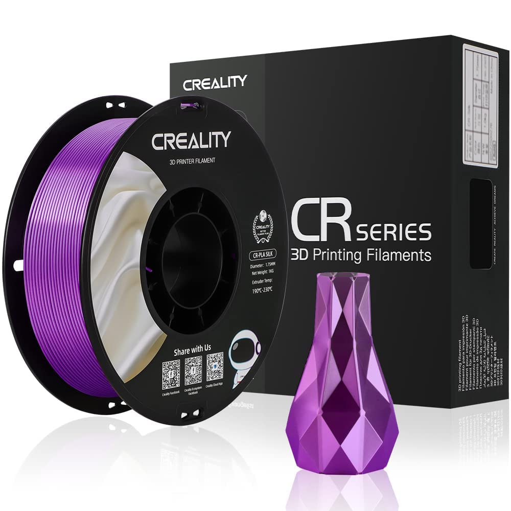Photo 1 of Official Creality Silk PLA Filament 1.75 mm, 3D Printer Filament No-Tangling, Strong Bonding and Overhang Performance Dimensional Accuracy +/-0.02mm, 2.2lbs/Spool?Purple? Silk Pla-purple Silk PLA