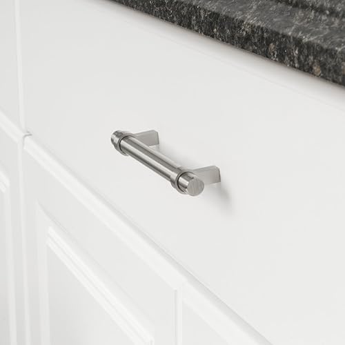 Miniatura 7 de Tienda Basics Manija de barra recta para gabinete, 6.63 pulgadas de longitud (centro de agujero de 5 pulgadas), níquel satinado, paquete de 10