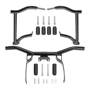 Motorcycle Crash Bar + SaddleBag Guards Compatible with Harley Touring Street Glide Road King Electra Glide Ultra Glide Road 2014-2023, Engine Guard Highway Crash Bar Black