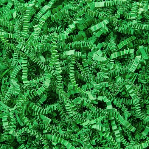 Mefleet 1/2 LB Crinkle Cut Paper Shred Filler 8 oz Green Crinkle Shredded Paper for Gift Box - Gift Basket Bag Filler - Grass Cushion Stuffing for Easter Mothers day Holiday Packaging Wrapping