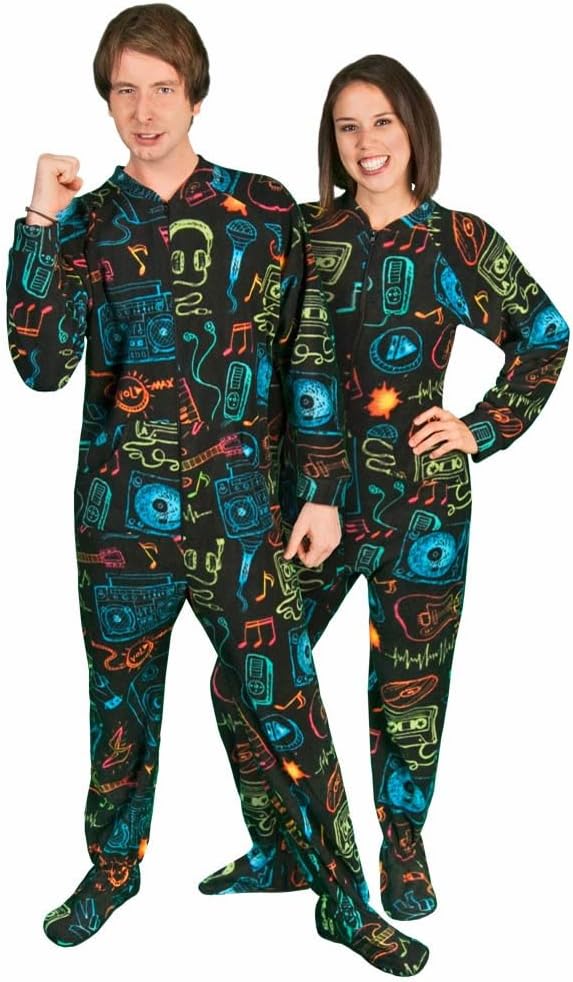Footed Pajamas for Adults Vintage 80s Fleece Drop Seat
