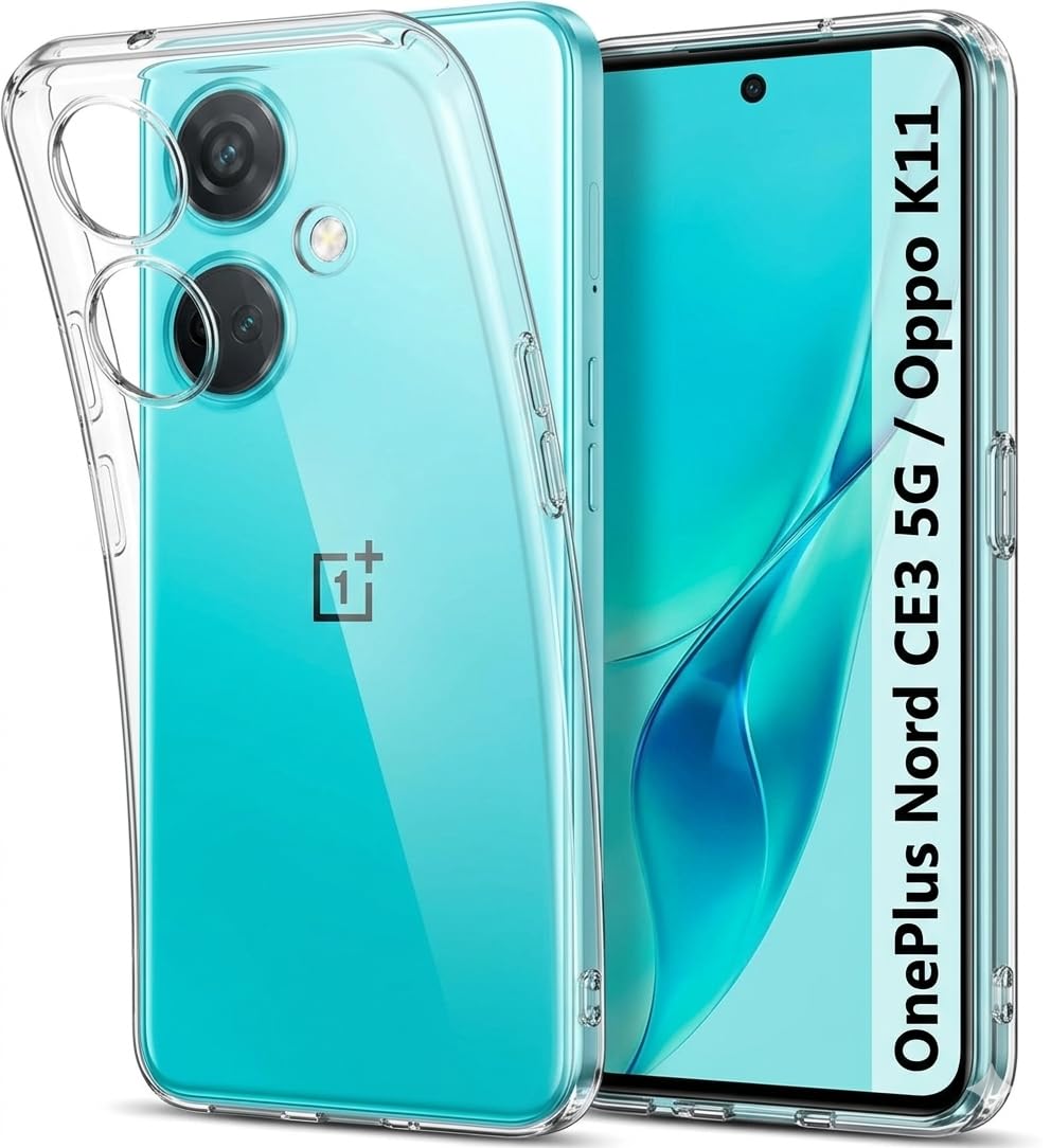 JANAK RAJ Soft Crystal Clear Back Case Cover Compatible with Oneplus Nord CE 3 5G / 1+Nord CE3 5G / Oppo K11 | 100% Transparent Shockproof Silicone 360 Protective Design - Clear
