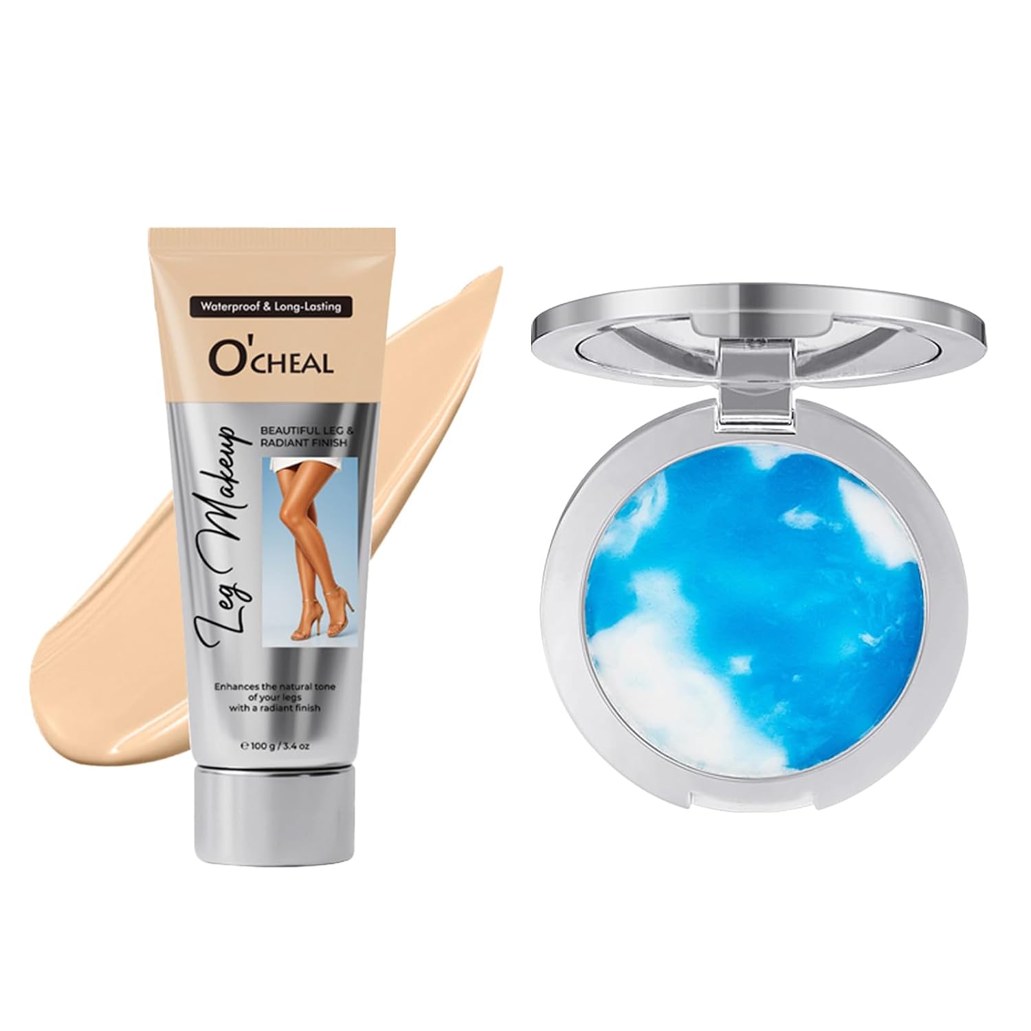 O’CHEAL Waterproof Leg Makeup Cream No Transfer and Oil Control Concealer Pressed Powder