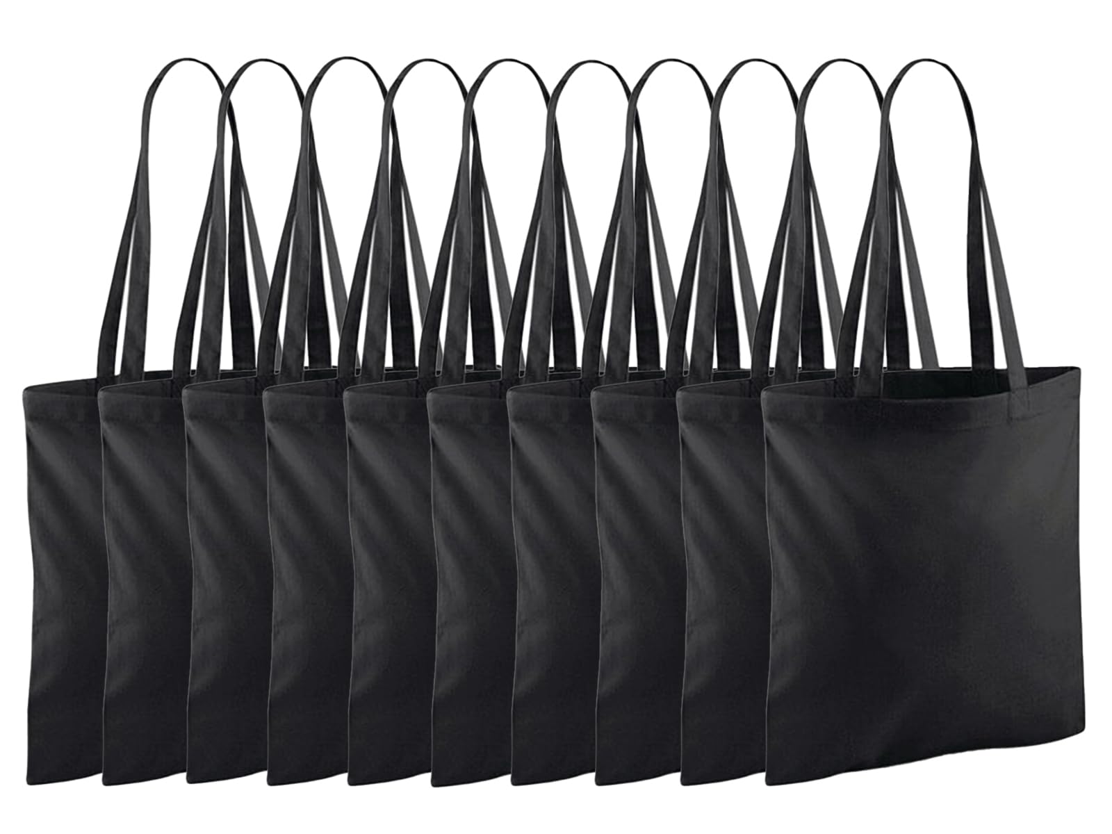 NGWorld Pack of Eco-Friendly Cotton Tote Bags - 10 x Black - One Size