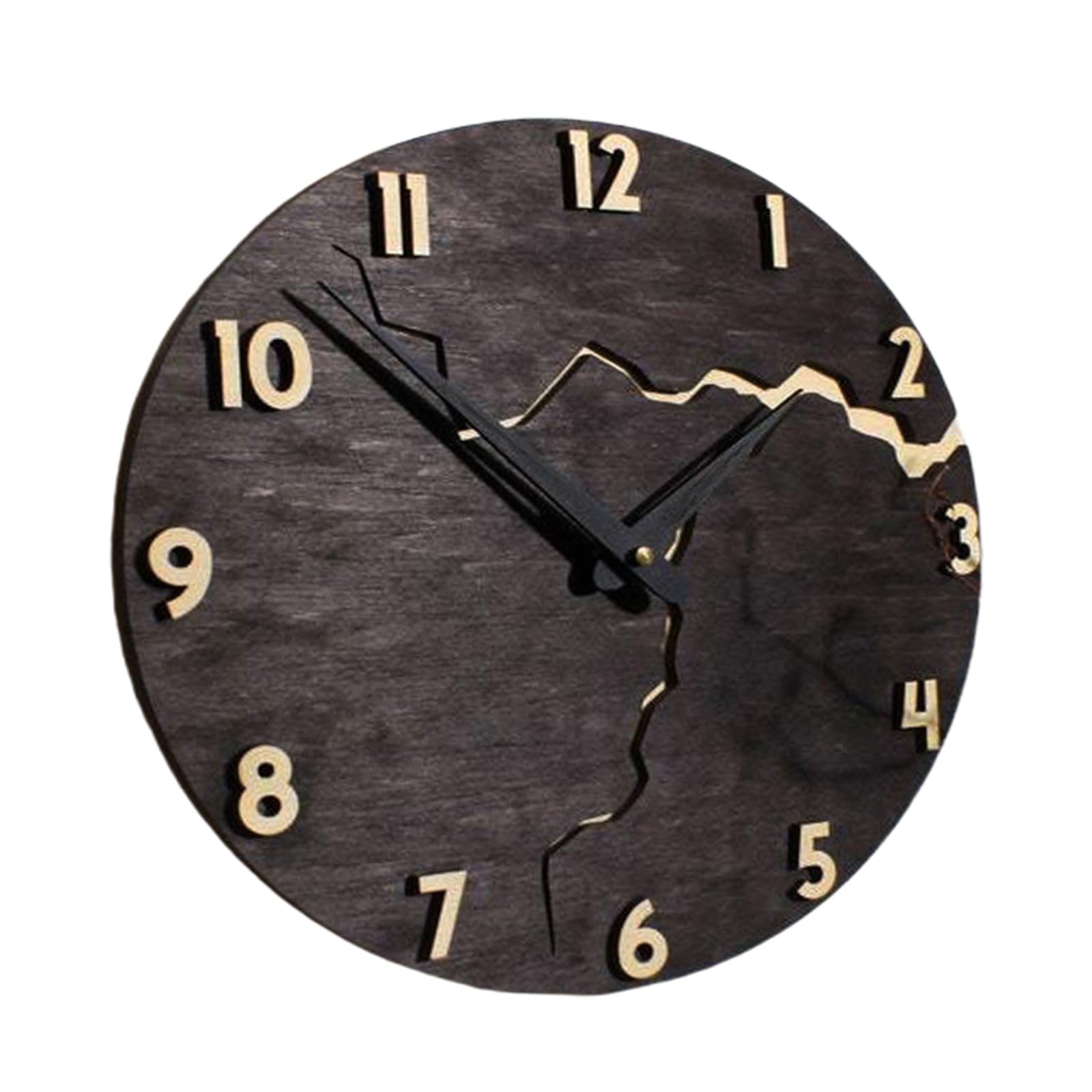 Amazon.co.jp: Fhsqwernm ひび割れた模様の木製壁掛け時計 寝室