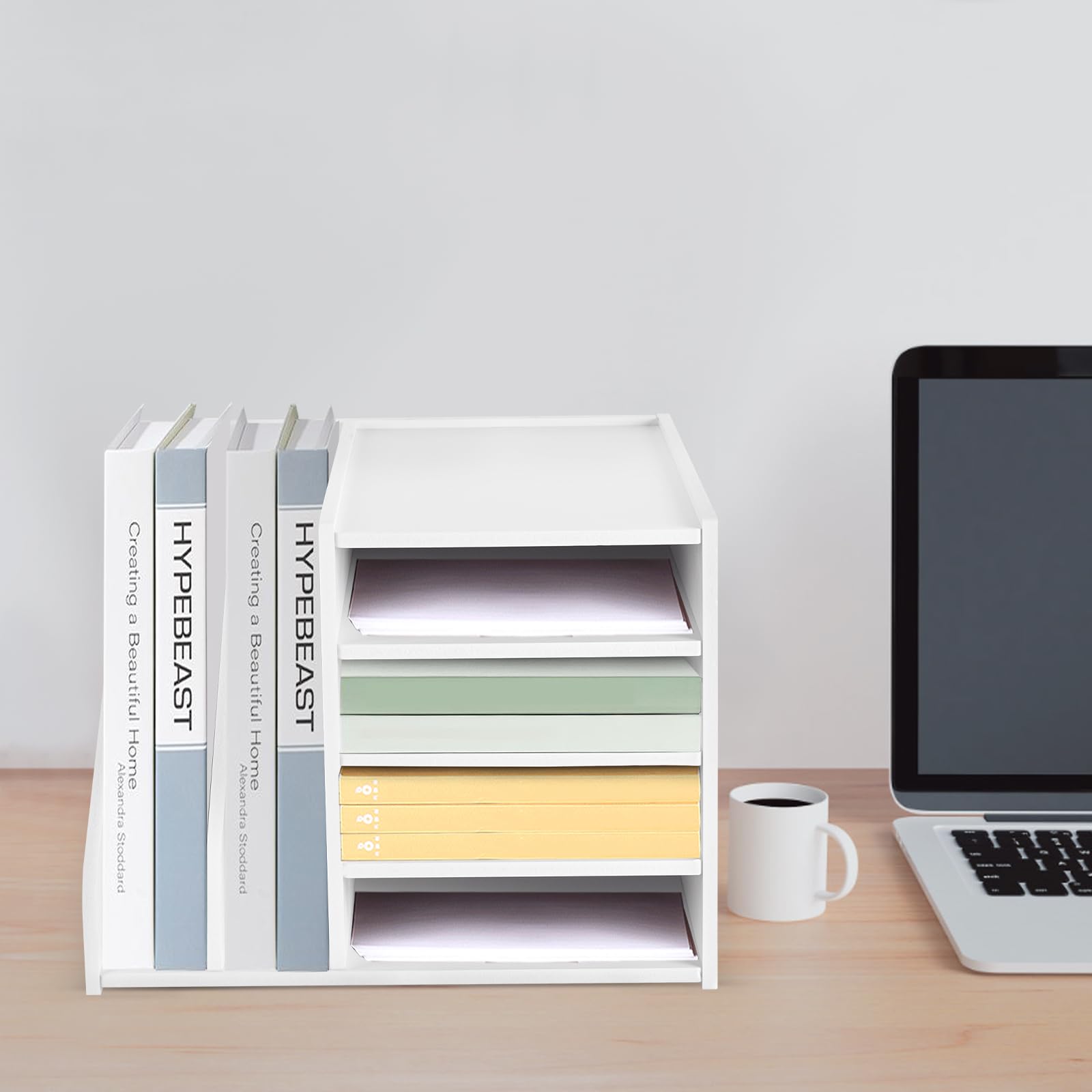 Organizador de escritorio (PVC, 39 x 31 x 30 cm), color blanco