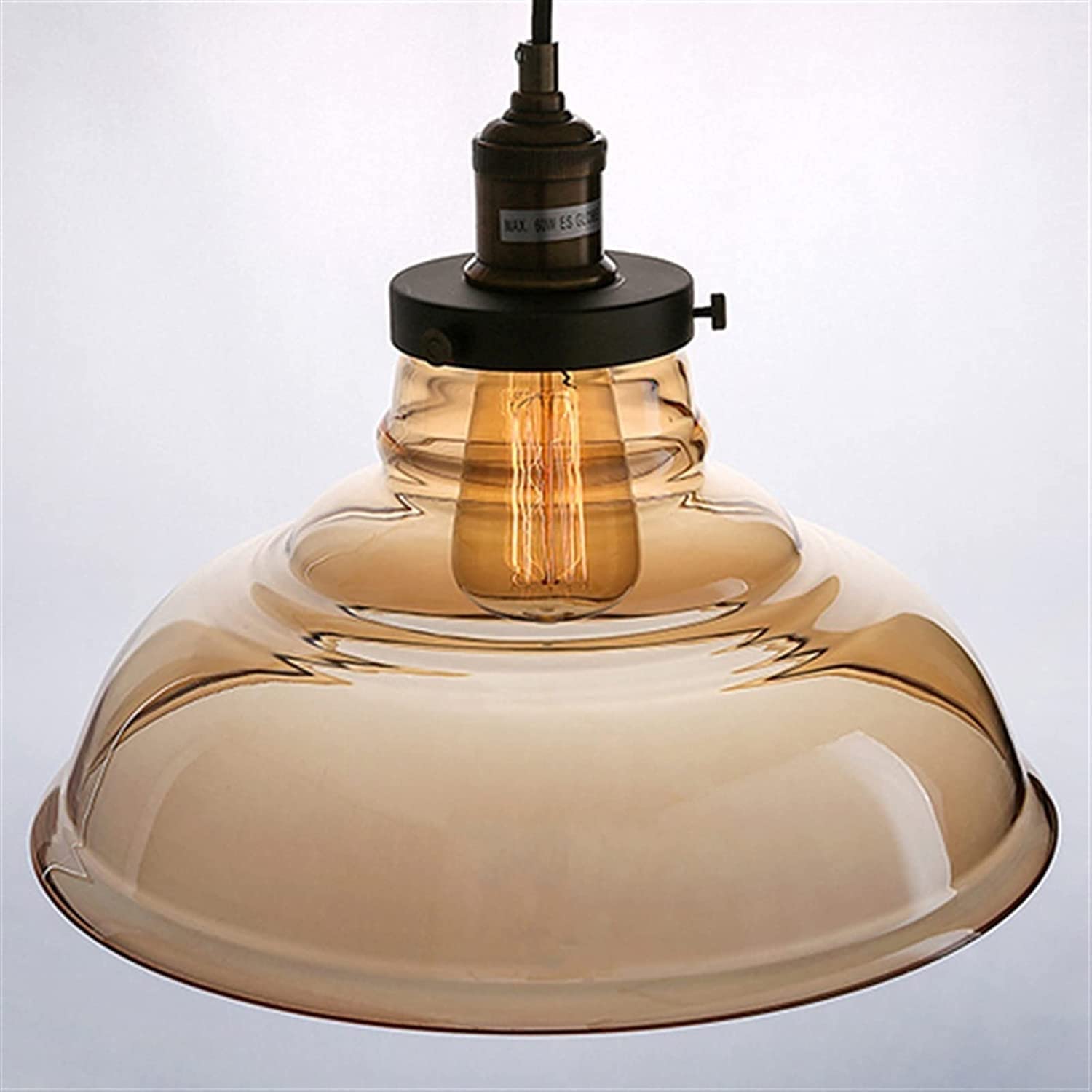 Pendant Lights Nordic Style Single Head Transparent Glass Lampshade Pendant Lamp Modern Minimalist Ceiling Fitting Lights Hanging Lamp Lighting Hardwired Elegant Metal Edi (Color : Amber)
