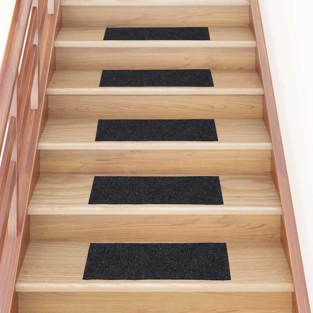 15 tappetini per gradini, autoadesivi, 60 x 25 cm, protezione per scale, antiscivolo, grigio scuro