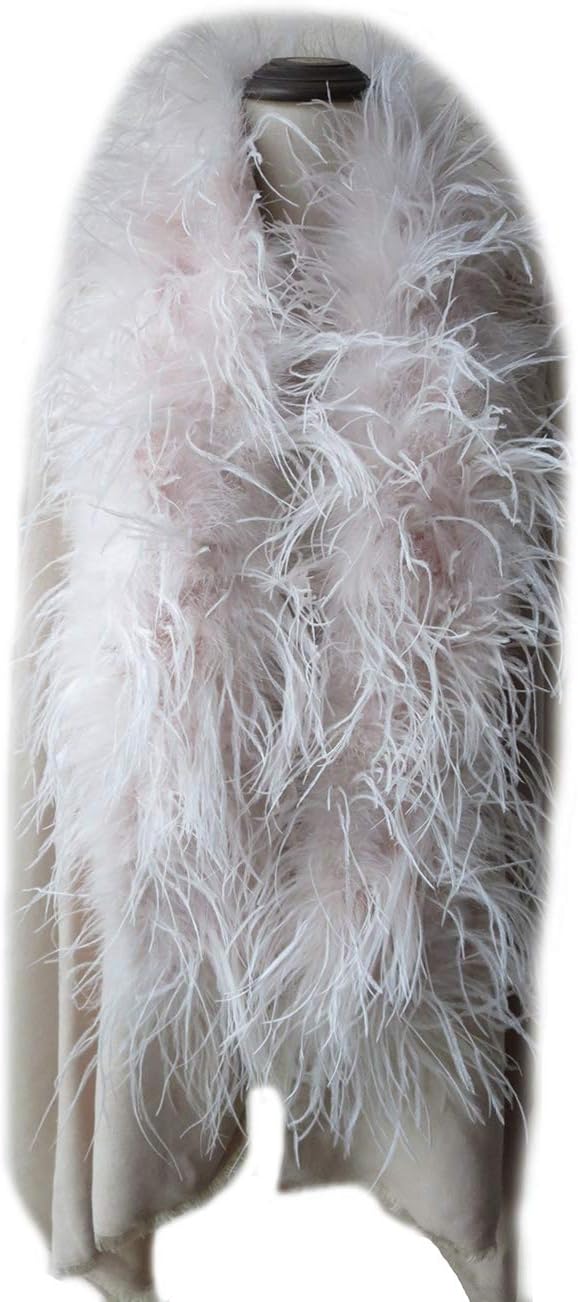 Women's Faux Cashmere Cape With Real Ostrich Feather Collar Shawl Wrap Winter Warm