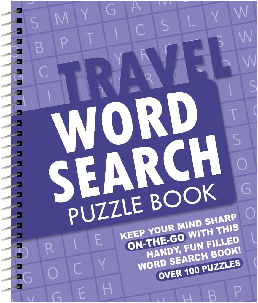 A5 Spiral Bound Travel Size Word Search Puzzle Books, Set of 4, Brain Teasers Travel Puzzles Book