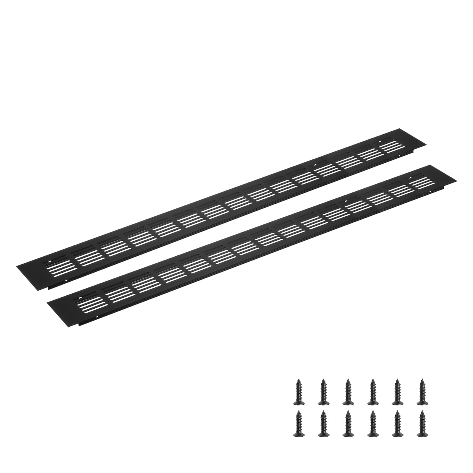 Grille de ventilation aluminium anti-humidité noire 600 x 60 mm avec vis