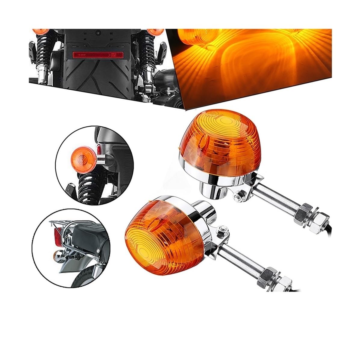 INEOUT Indicateurs de Tournage de Moto Clignotants de moto clignotants clignotants lampe ambre pour XL100 C70 CT70 CT90 CB350 CM400 CB450 CB750
