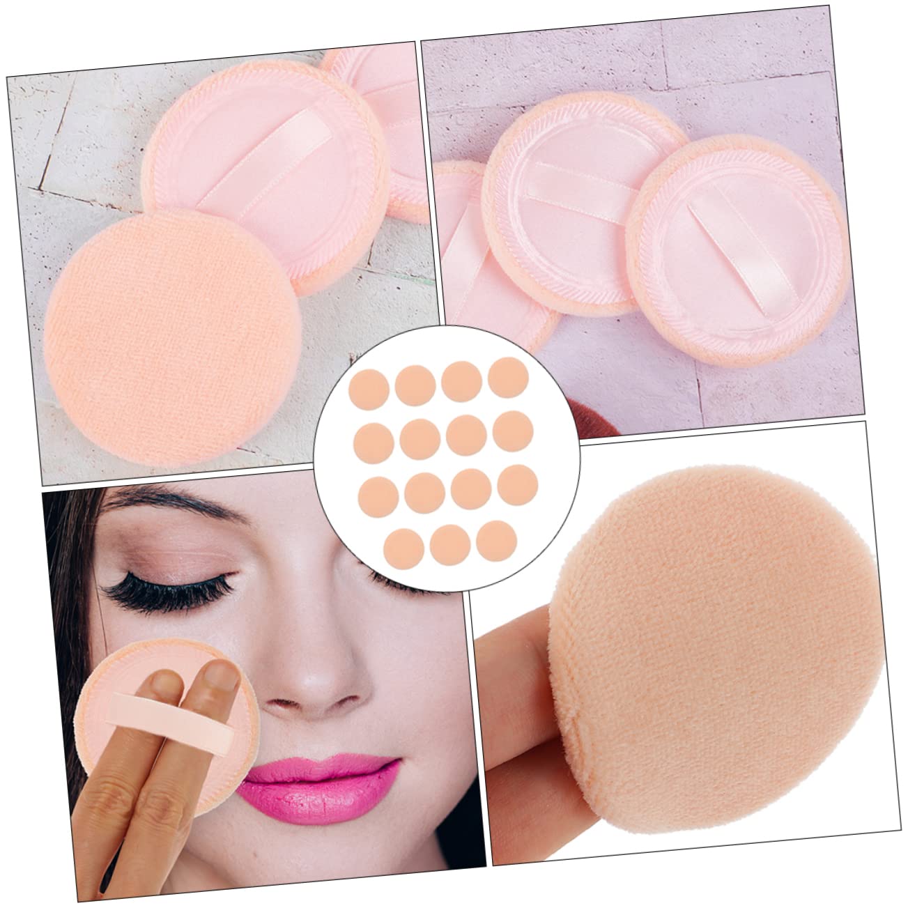 SHERCHPRY 15Pcs Rounded Makeup Soft Velour Cosmetic Applicators for Loose Powder Foundation and Face Makeup Fluffy Skin Friendly for Daily Use Skin Tone