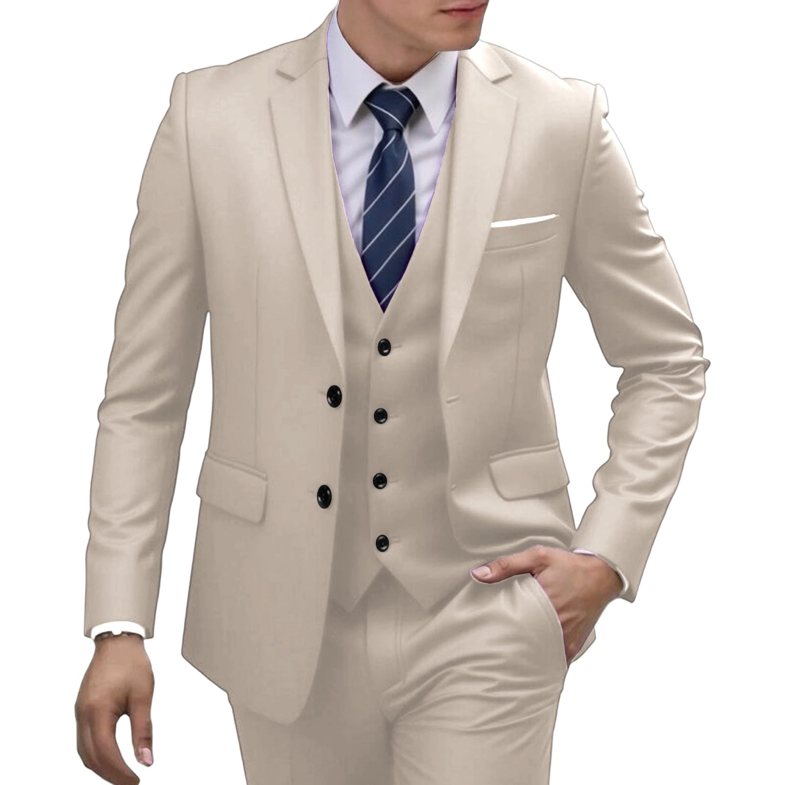 Completo da Uomo Slim Fit, 2 Pezzi, Completo da Sposo, Smoking con Revers a Lancia, Giacca, Pantaloni