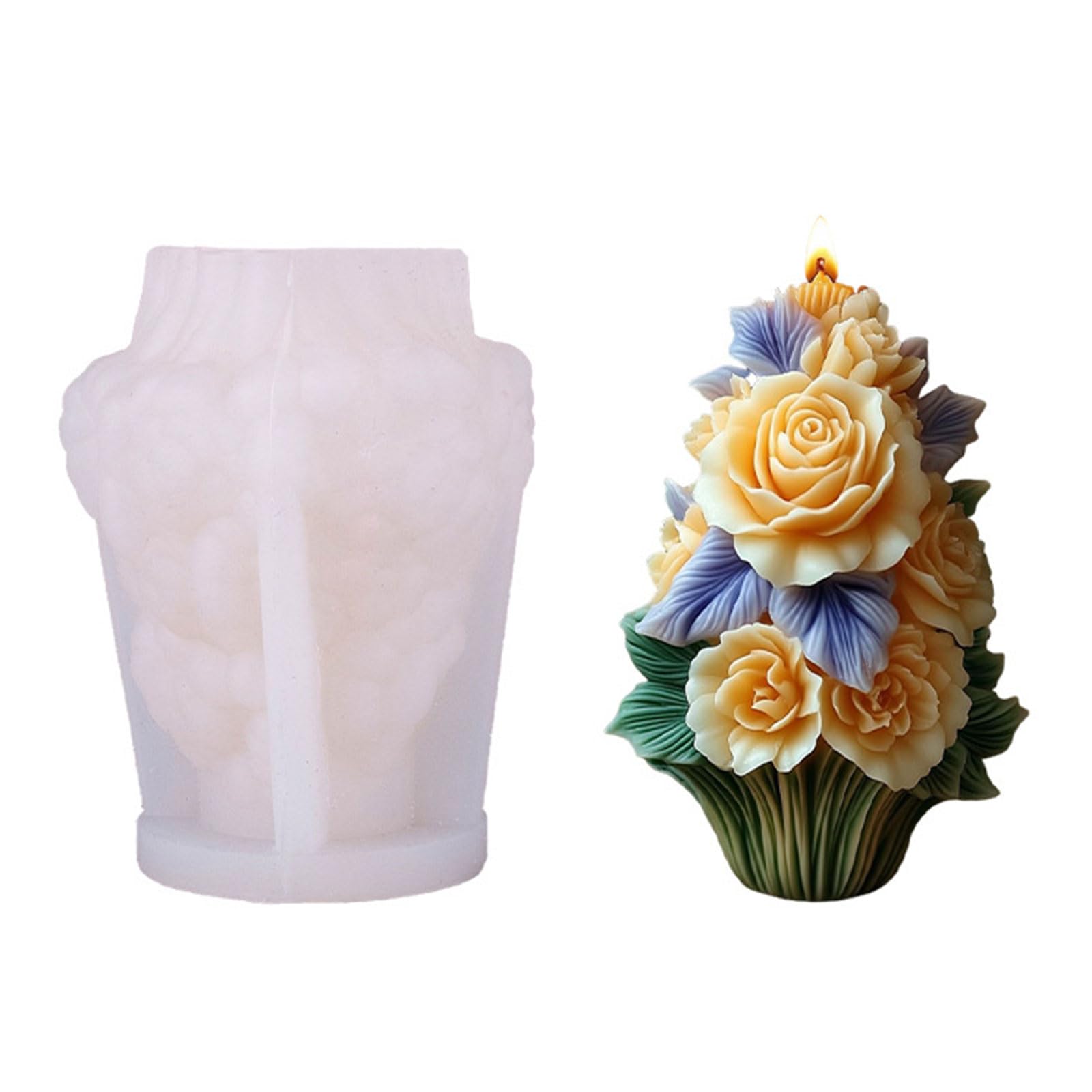 Lerpwige Bouquet Molds Multilayer Flower Silicone Plasters Casting Ornament Epoxy Resin Castings Bouquet Ornament Multilayer Flower Silicone