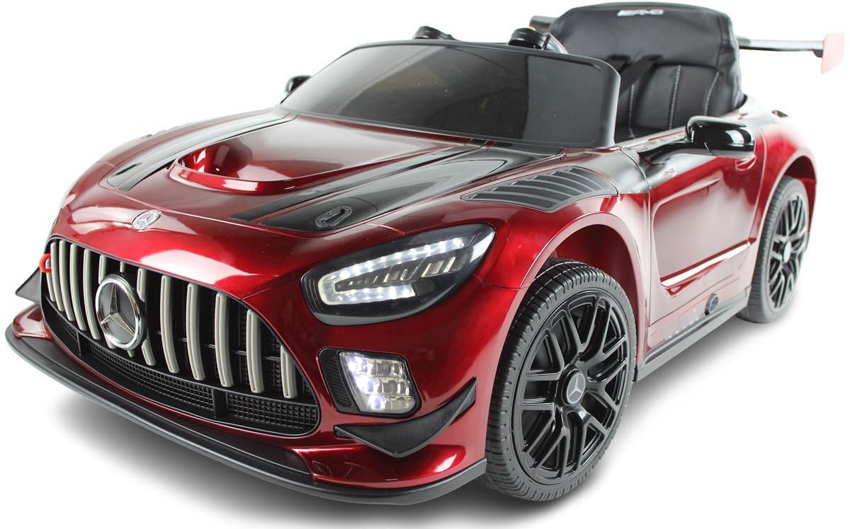 Playhouse Mercedes GT3 4x4-4 Motoren, Bluetooth, Lizenz, Ledersitz, Lackiert, 2 Stoßdämpfer, Eva Räder, 12V 9ah, Fernbedienung,Kinder Elektroauto, Kinderauto Kinderfahrzeug (Rot)