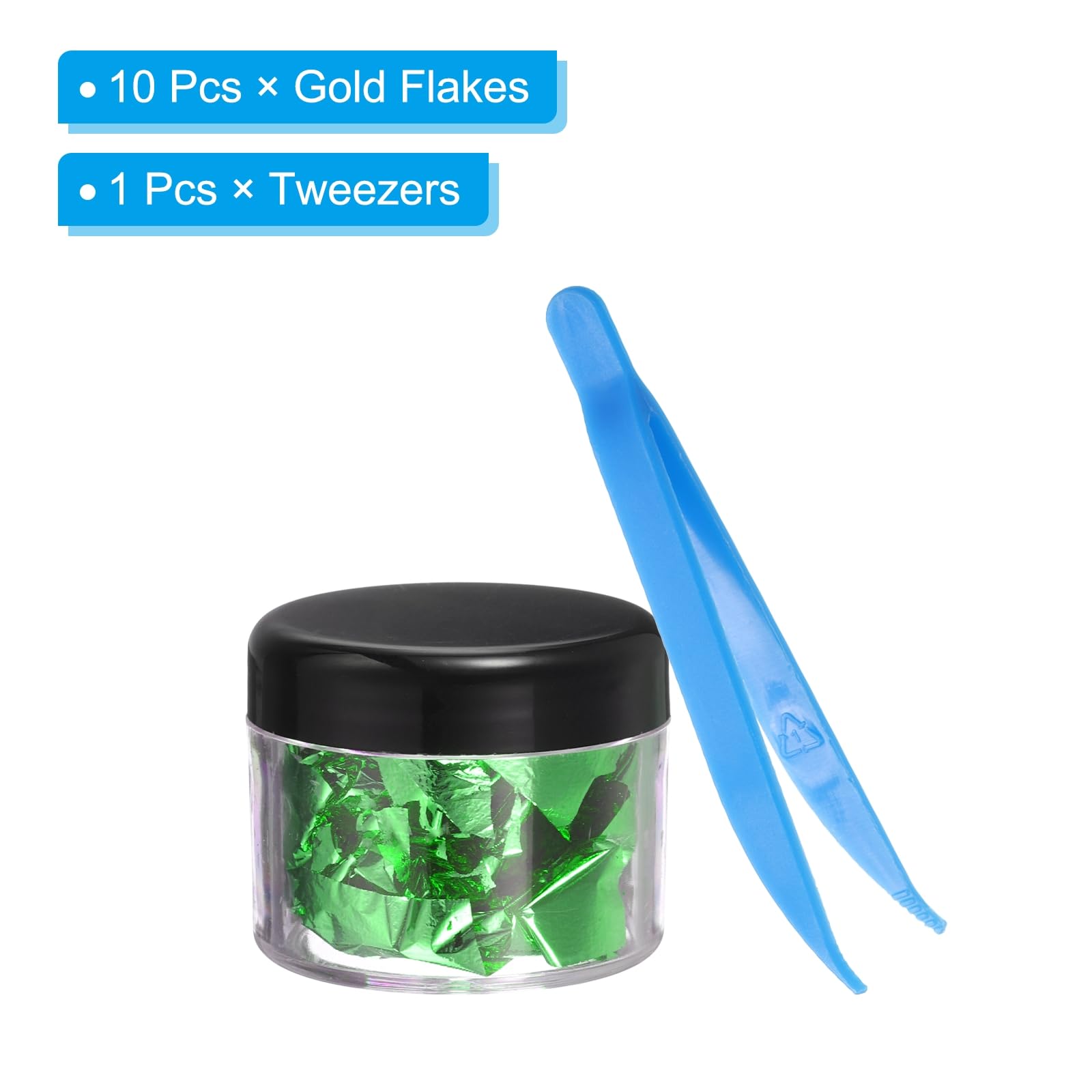 PATIKIL Gold Foil Flakes for Resin 10Bottles/10Gram Gold Leaf Flakes Metallic Gold Foil Flakes with Tweezers for Nail Design Craft Painting Jewelry Making - Image 3