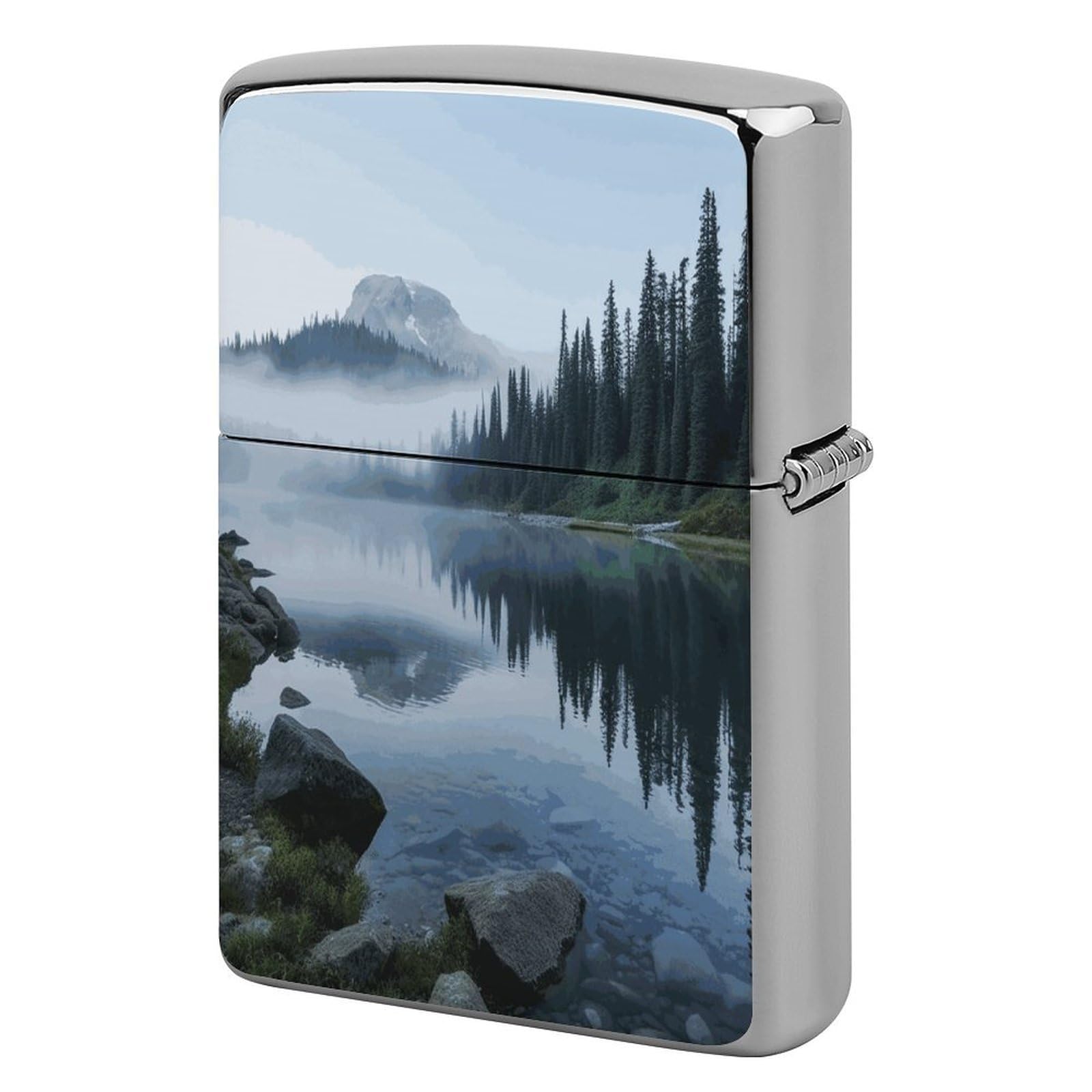 Fekiloot Style Foggy Lake By Mount Rainier Lighter Case Cover Lighter Holder