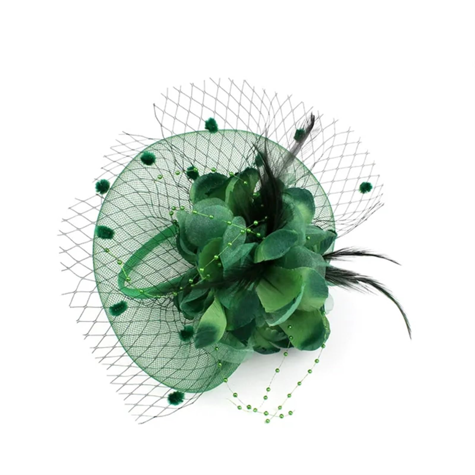 UALXPAO Wedding Hats Fascinator Feather Headpiece for Women, Floral Hat Cocktail Wedding Bridal Tea Party for Tea Party,Weddings(Green1)
