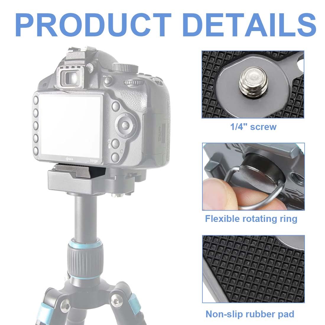 GXGM 2 Pezzi Placa De Liberación Rápida De La Cámara Per Manfrotto Con Viti Da 1/4" A 3/8", Compatibili Con Manfrotto 200Pl (Grigio)